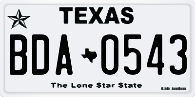 TX license plate BDA0543