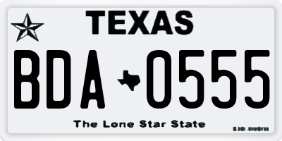 TX license plate BDA0555