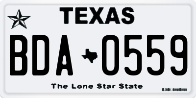 TX license plate BDA0559
