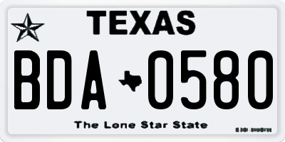 TX license plate BDA0580