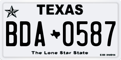 TX license plate BDA0587