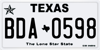 TX license plate BDA0598
