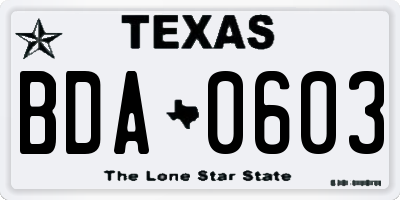 TX license plate BDA0603