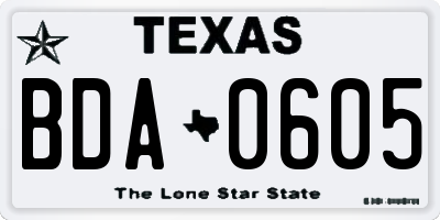 TX license plate BDA0605