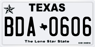 TX license plate BDA0606