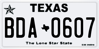 TX license plate BDA0607