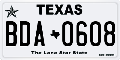 TX license plate BDA0608