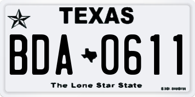 TX license plate BDA0611
