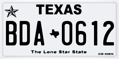 TX license plate BDA0612