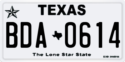 TX license plate BDA0614