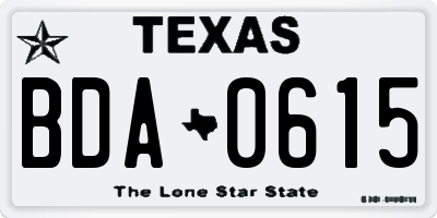 TX license plate BDA0615