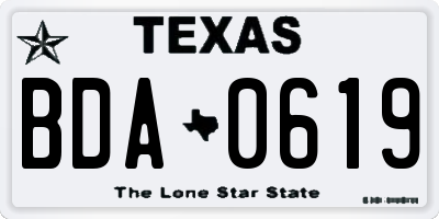 TX license plate BDA0619