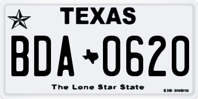 TX license plate BDA0620