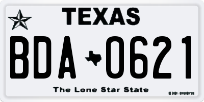 TX license plate BDA0621