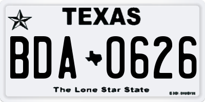 TX license plate BDA0626