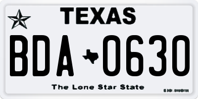 TX license plate BDA0630