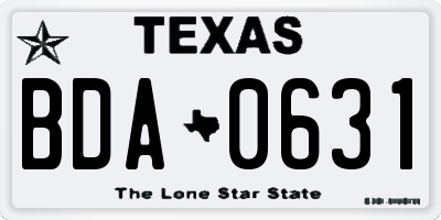 TX license plate BDA0631