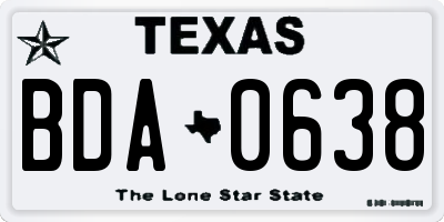 TX license plate BDA0638