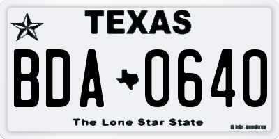 TX license plate BDA0640
