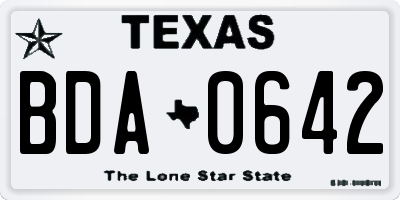 TX license plate BDA0642