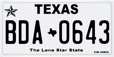 TX license plate BDA0643