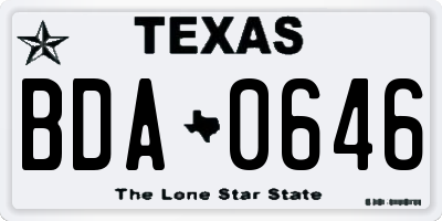 TX license plate BDA0646