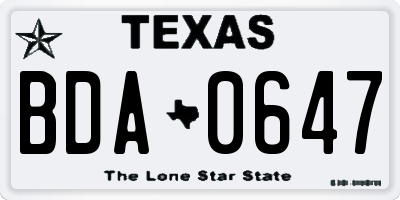 TX license plate BDA0647