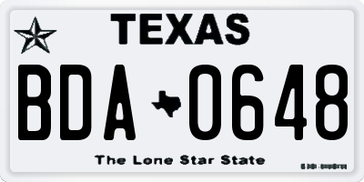 TX license plate BDA0648