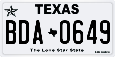 TX license plate BDA0649