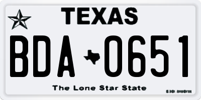 TX license plate BDA0651