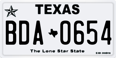 TX license plate BDA0654