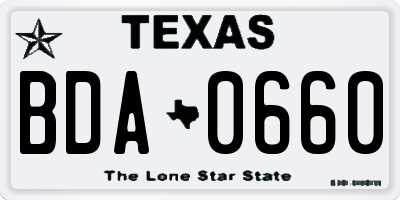 TX license plate BDA0660