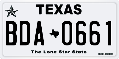 TX license plate BDA0661