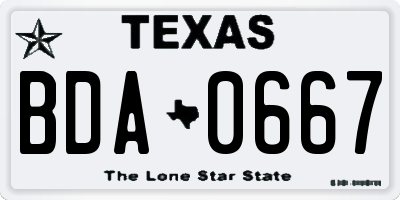 TX license plate BDA0667