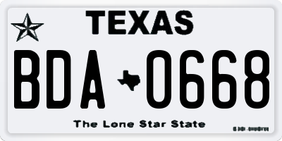 TX license plate BDA0668
