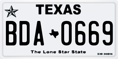 TX license plate BDA0669