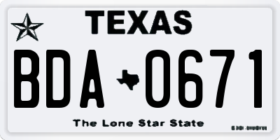 TX license plate BDA0671