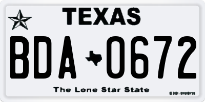 TX license plate BDA0672