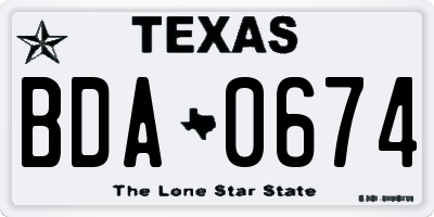 TX license plate BDA0674