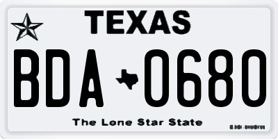 TX license plate BDA0680