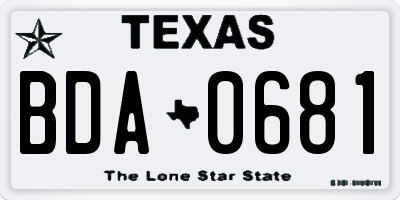 TX license plate BDA0681