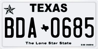 TX license plate BDA0685