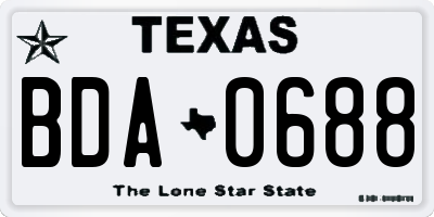 TX license plate BDA0688