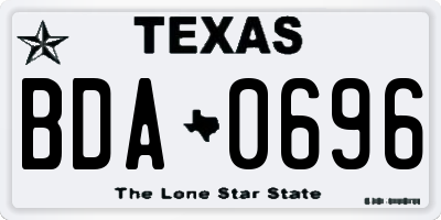 TX license plate BDA0696