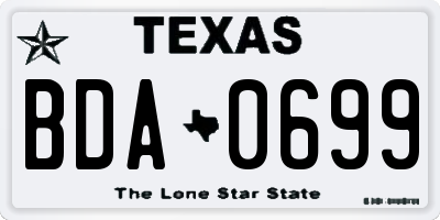 TX license plate BDA0699