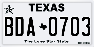 TX license plate BDA0703