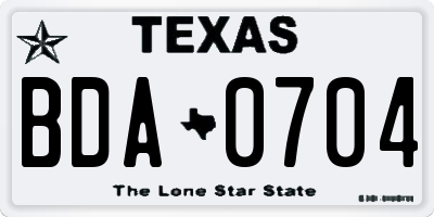 TX license plate BDA0704