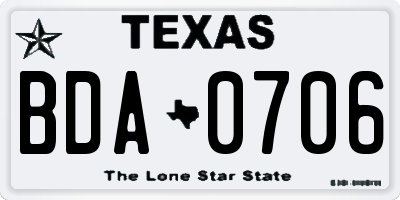 TX license plate BDA0706