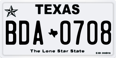 TX license plate BDA0708