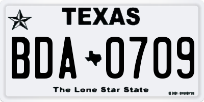 TX license plate BDA0709